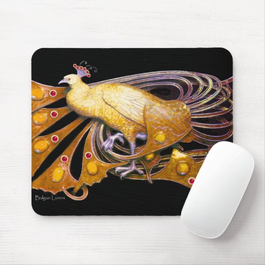 ELEGANT PEACOCK JEWEL IN GEEL ZWART MUISMAT (Met muis)