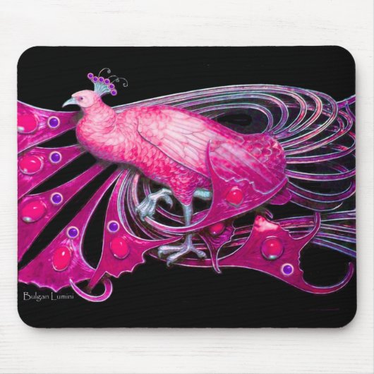 ELEGANT PEACOCK JEWEL IN PINK FUCHSIA BLACK MUISMAT (Voorkant)