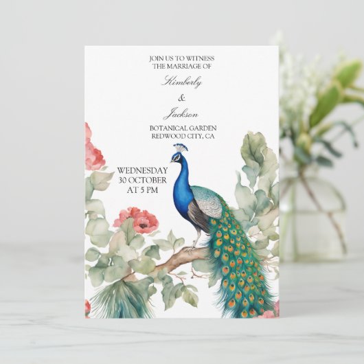 Elegant Peacock Kaart (Staand voorkant)