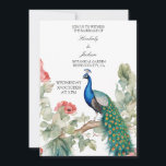 Elegant Peacock Kaart<br><div class="desc">Een majestueuze pauw die sierlijk op een boomtak is neergestreken, zijn levendige iriserende veren die uitwaaieren in een oogverblindende weergave van blues en greens. Het zonlicht filtert door de bladeren en werpt een zachte gloed op het glinsterende verenkleed van de pauw, terwijl de elegante houding en levendige creëer een opvallend...</div>