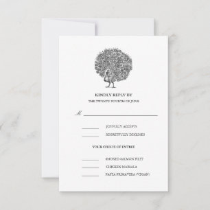 Elegant  Peacock Meal Choice Wedding RSVP
