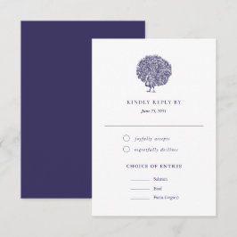 Elegant  Peacock Meal Choice Wedding RSVP Kaartje