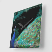 Elegant Peacock met  scrollen gepersonaliseerd Vierkante Klok (Hoek)