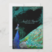 Elegant Peacock met scrollers Indische bruiloft Kaart (Achterkant)