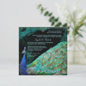 Elegant Peacock met scrollers Indische bruiloft Kaart (Staand voorkant)