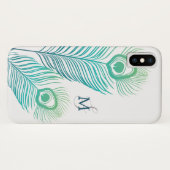 Elegant Peacock  Monogram Case-Mate iPhone Case (Achterkant (horizontaal))