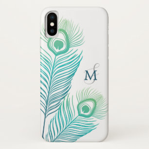 Elegant Peacock  Monogram iPhone X Hoesje