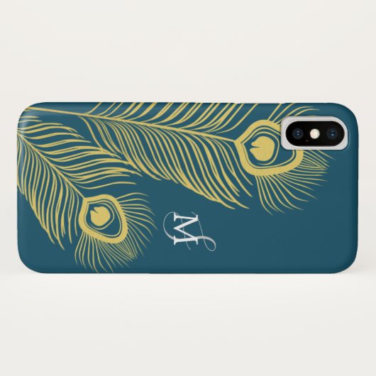 Elegant Peacock  Monogram Case-Mate iPhone Case (Achterkant (horizontaal))