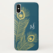 Elegant Peacock  Monogram Case-Mate iPhone Case (Achterkant)