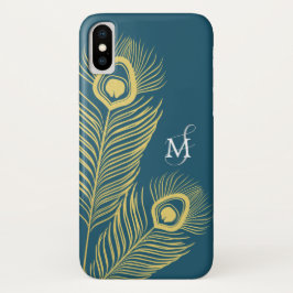 Elegant Peacock  Monogram iPhone X Hoesje