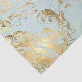 Elegant Peacock n Feathers Blue Gold-ontkoppeling Tissuepapier (Detail)