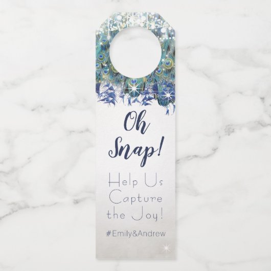 Elegant Peacock Navy Rustic Luxe Gift Labels (Achterkant)