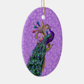 Elegant Peacock onze eerste kerstversiering Keramisch Ornament (Rechts)