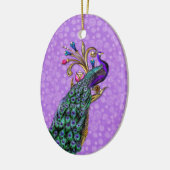 Elegant Peacock onze eerste kerstversiering Keramisch Ornament (Links)
