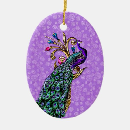 Elegant Peacock onze eerste kerstversiering Keramisch Ornament (Voorkant)