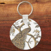 Elegant Peacock op wit Sleutelhanger (Voorkant)
