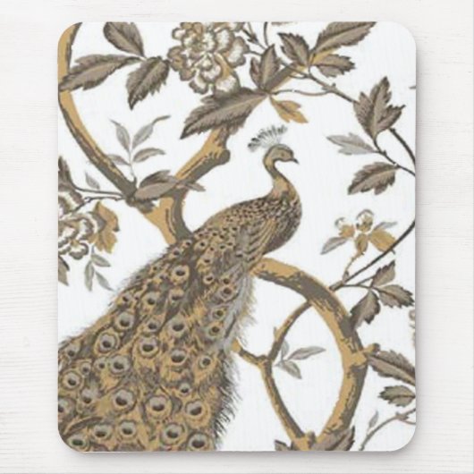 Elegant Peacock op witte Muismat (Voorkant)