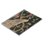 Elegant Peacock op zwart Notitieboek (Linkerzijde)