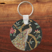 Elegant Peacock op zwart Sleutelhanger (Voorkant)