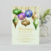 Elegant Peacock Ornament Kerstfeest Folie Uitnodiging (Staand Voorkant)