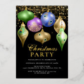 Elegant Peacock Ornament Kerstfeest Folie Uitnodiging (Voorkant)