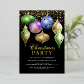 Elegant Peacock Ornament Kerstfeest Folie Uitnodiging (Staand Voorkant)