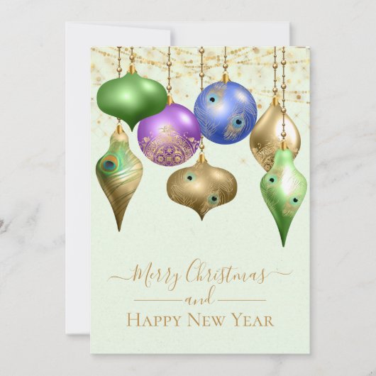 Elegant Peacock Ornament Merry-kerstkaart (Voorkant)