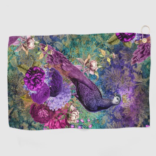 Elegant  Peacock Paars Blauwgroen Golfhanddoek (Horizontaal)