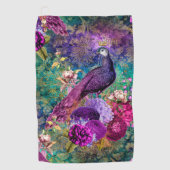 Elegant  Peacock Paars Blauwgroen Golfhanddoek (Voorkant)