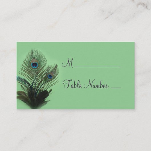 Elegant Peacock Place Card (groen) Plaatskaartje (Voorkant)