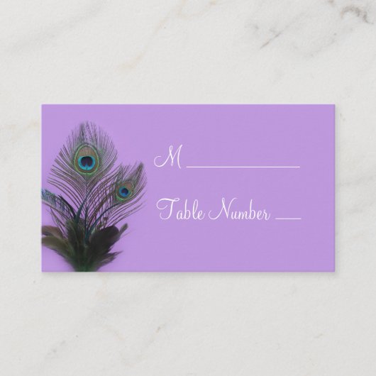 Elegant Peacock Place Card - paars en wit Plaatskaartje (Voorkant)