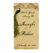 Elegant  Peacock Posh Weddenschap Wine Label (Voorkant)