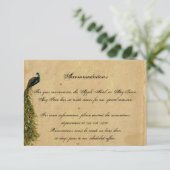 Elegant  Peacock Posh Wedding Insert Informatiekaartje (Staand voorkant)