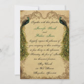 Elegant  Peacock Posh Wedding Invitation Kaart (Voorkant)