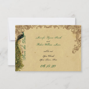 Elegant  Peacock Posh Wedding Save the Date
