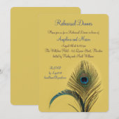 Elegant Peacock Rehearsal Dinner (geel) Kaart (Voorkant / Achterkant)