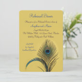 Elegant Peacock Rehearsal Dinner (geel) Kaart (Staand voorkant)