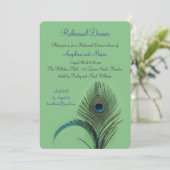 Elegant Peacock Rehearsal Dinner (groen) Kaart (Staand voorkant)