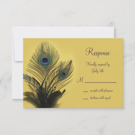 Elegant Peacock RSVP (geel) (Voorkant)