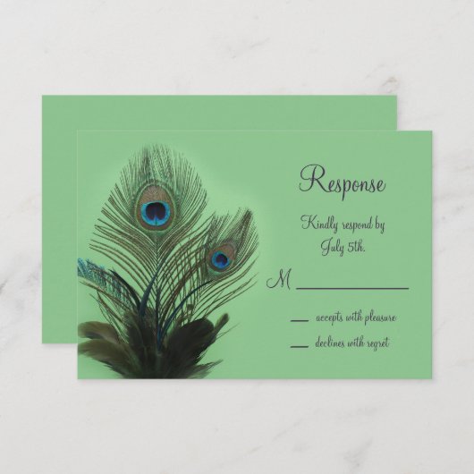 Elegant Peacock RSVP (groen) (Voorkant / Achterkant)