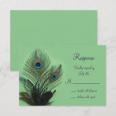 Elegant Peacock RSVP (groen) Kaartje (Voorkant / Achterkant)