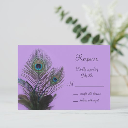 Elegant Peacock RSVP (paars) (Staand voorkant)