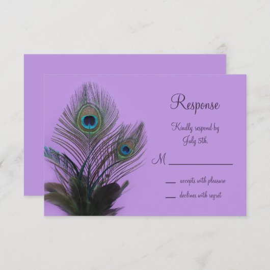 Elegant Peacock RSVP (paars) (Voorkant / Achterkant)