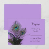 Elegant Peacock RSVP (paars) Kaartje (Voorkant / Achterkant)