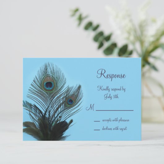 Elegant Peacock RSVP (turquoise) (Staand voorkant)