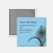 Elegant Peacock Save the Date Magnet (turquoise) (Voorkant / Achterkant)