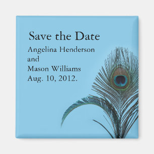 Elegant Peacock Save the Date Magnet (turquoise)