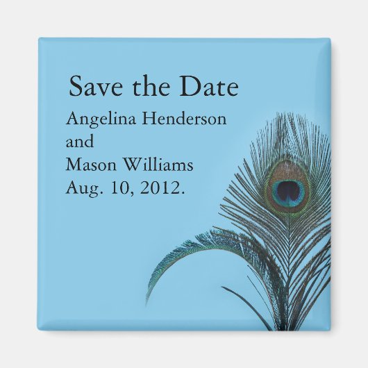 Elegant Peacock Save the Date Magnet (turquoise) (Voorkant)