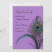 Elegant Peacock Save the Date (paars) (Voorkant)