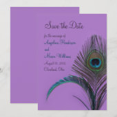 Elegant Peacock Save the Date (paars) (Voorkant / Achterkant)